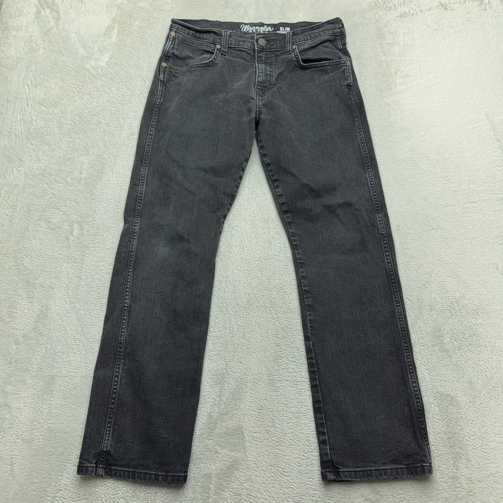 Wrangler Jeans Mens 32x30 Black Retro Slim Straight Stretch Denim Pants